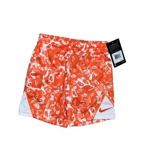 Nike Dri-FIT Orange Logo Print Basketball Shorts Kids 4/XS NWT